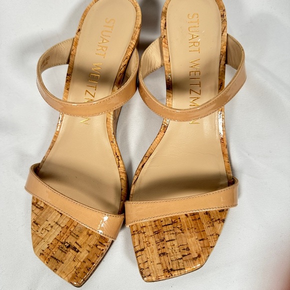 Stuart Weitzman wedge sandals patent cork nude size 7 - Picture 7 of 12
